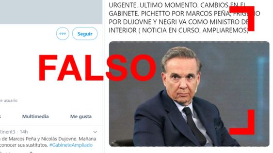 Son falsas la mayoría de las cuentas que publicaron que Peña y Dujovne renunciaron Son falsas la mayoría de las cuentas que publicaron que Peña y Dujovne renunciaron