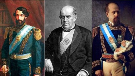 Mitre, Sarmiento y Roca. Ex presidentes argentinos.