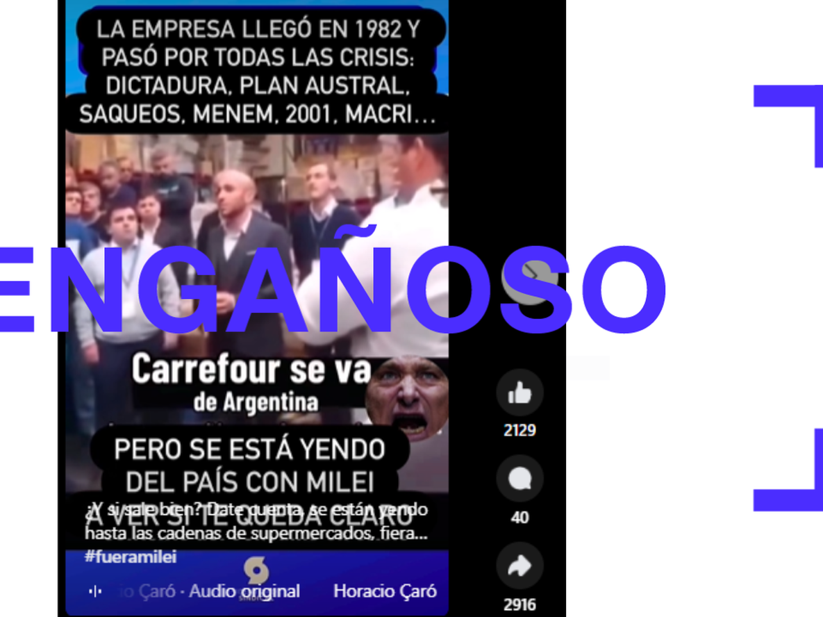 Cicula una desinformación sobre el cierre de Carrefour en Argentina.