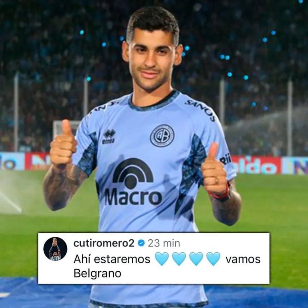 Cuti Romero estará alentando a Belgrano de Córdoba el próximo domingo en el estadio Mario Alberto Kempes. 