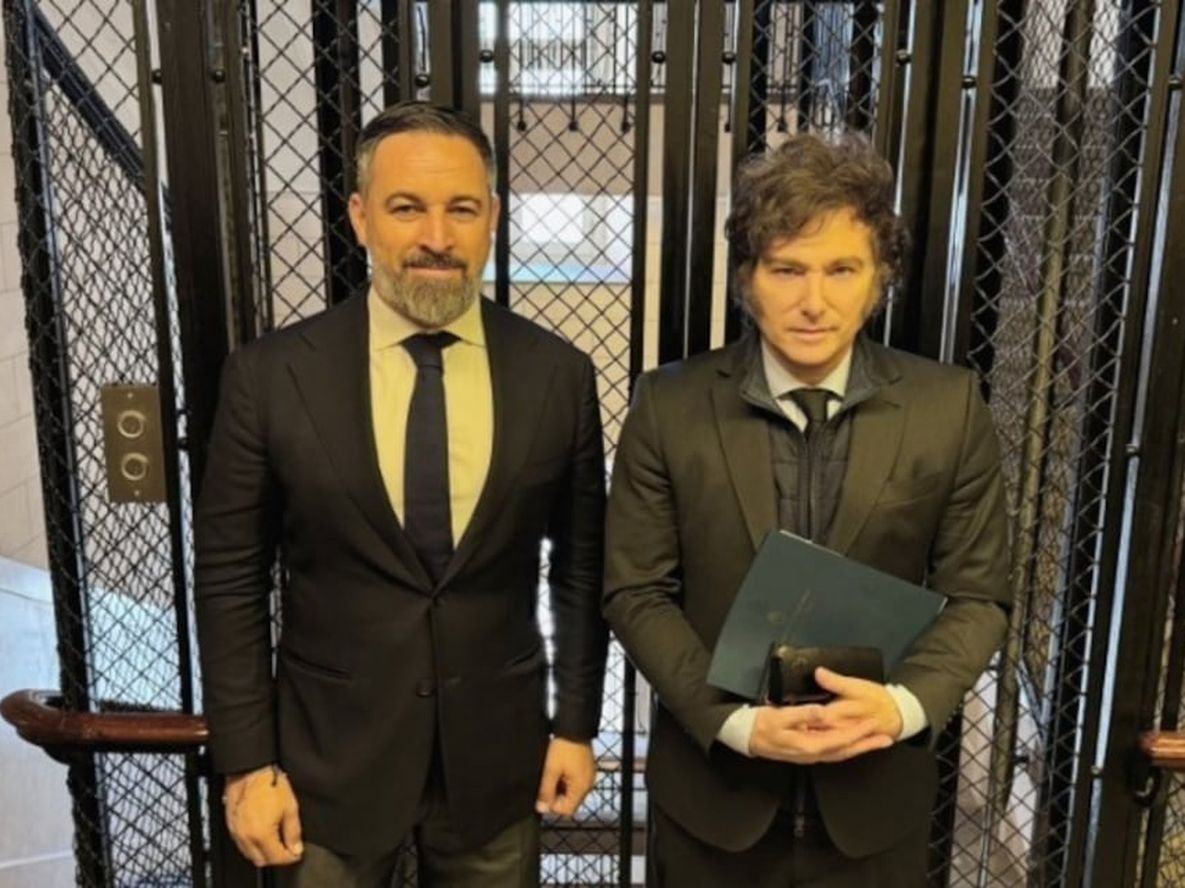 El presidente Javier Milei junto al líder de Vox Santiago Abascal.