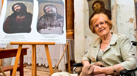 Falleció a los 94 años Cecilia Giménez, autora del histórico repintado del Ecce Homo.