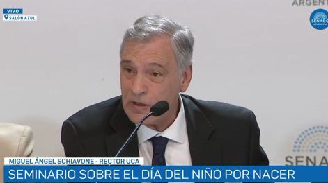 Miguel Ángel Schiavone, rector de la Universidad Católica Argentina (UCA), en el Congreso de la Nación por el Día del Niño por Nacer.