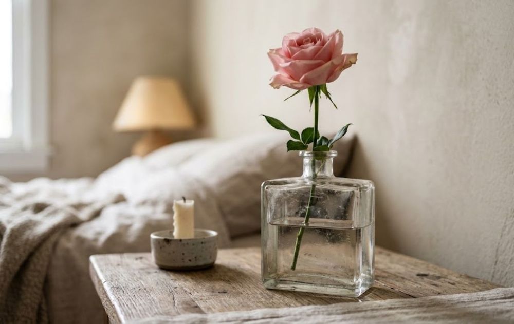 Es un simple diseño estilizado que resalta las flores delicadas sin recargar la decoración.