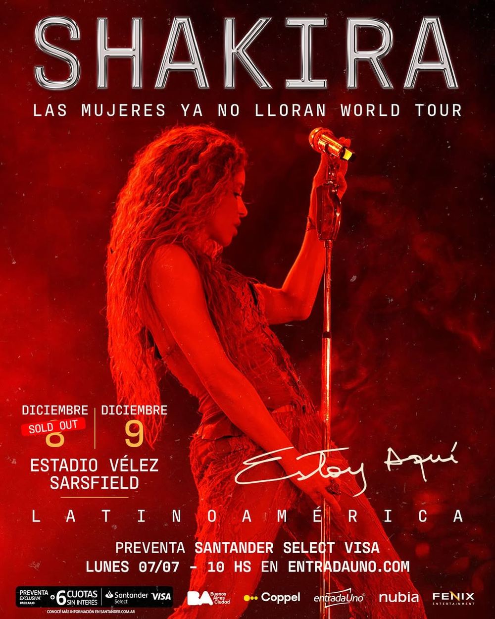 Entradas para Shakira en Vélez 2025
