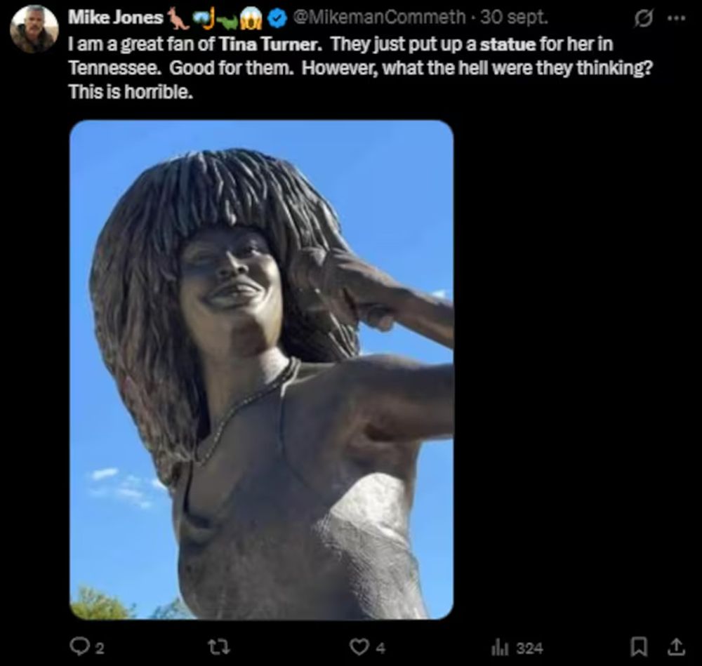 Ola de críticas en redes: usuarios calificaron la estatua como “abominación” y cuestionaron proporciones y rasgos que, aseguran, “no representan a Tina”