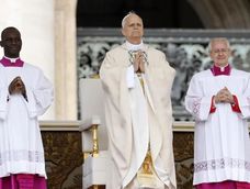 El papa León XIV durante la misa de inicio de pontificado.&nbsp;