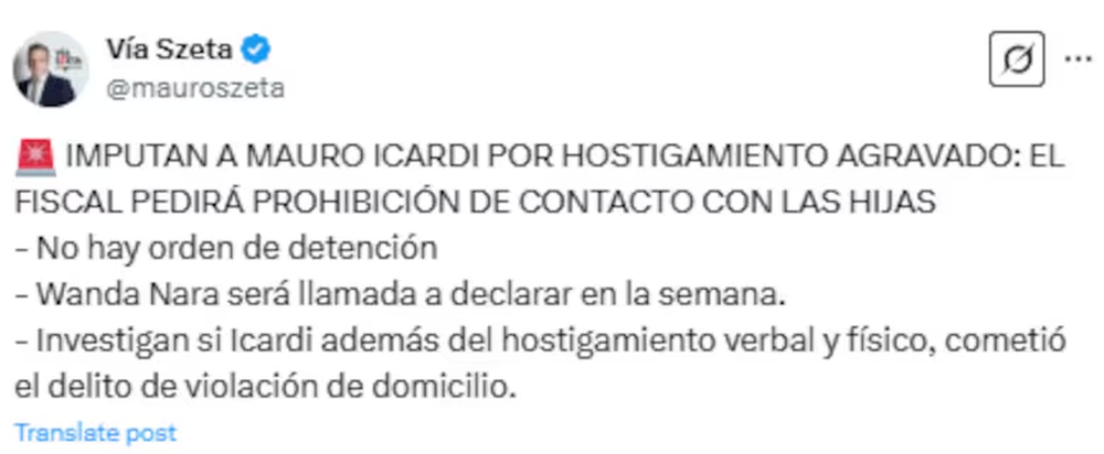 Mauro Icardi quedó imputado por hostigamiento.