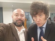 Milei y Diego Spagnuolo, exjefe del área de Discapacidad del Gobierno nacional y voz en los audios del escándalo por las presuntas coimas.