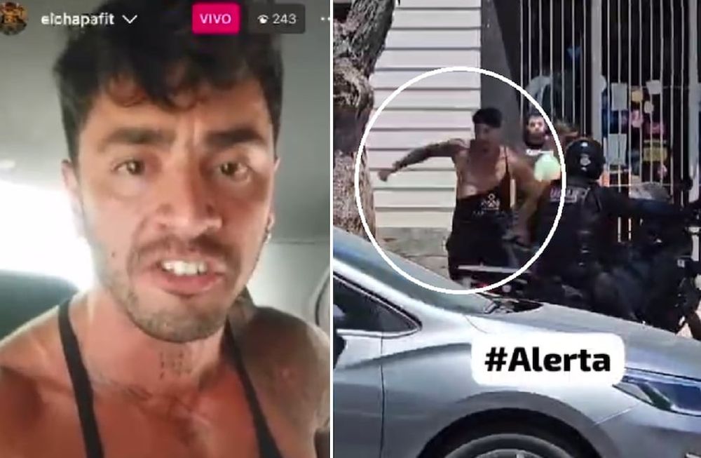El fisicoculturista David Verdú se grabó en vivo para Instagram arriba del patrullero. También se conoció su huida por San Rafael hasta que fue detenido y asistido. (Captura de video)