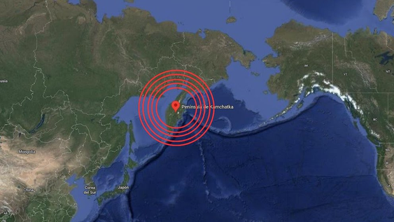 El lugar del terremoto: península de Kamchatka.