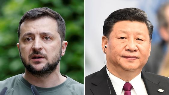 Volodimir Zelenski y Xi Jinping, presidentes de Ucrania y China respectivamente,