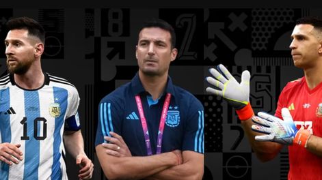 Messi, Scaloni y Martínez finalistas en The Best. Foto: FIFA