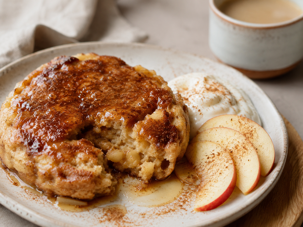 Pan de manzana y canela hecho en sartén en 5 minutos, ideal para el café con leche de la mañana (1)