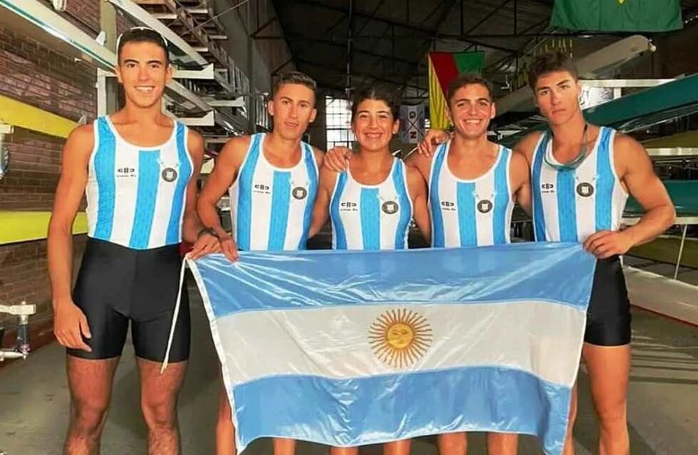 Gastón Bardini y Franco Balasch se coronaron campeones del Sudamericano de Remo, mientras que Ana Luz Vallerin, Martín Mansilla y Facundo Tersoglio quedaron entre los cinco mejores. / Gentileza.
