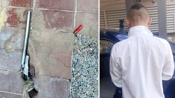 un menor de 16 anos amenazo con un pistolon de doble cano a una mujer y lo quisieron linchar