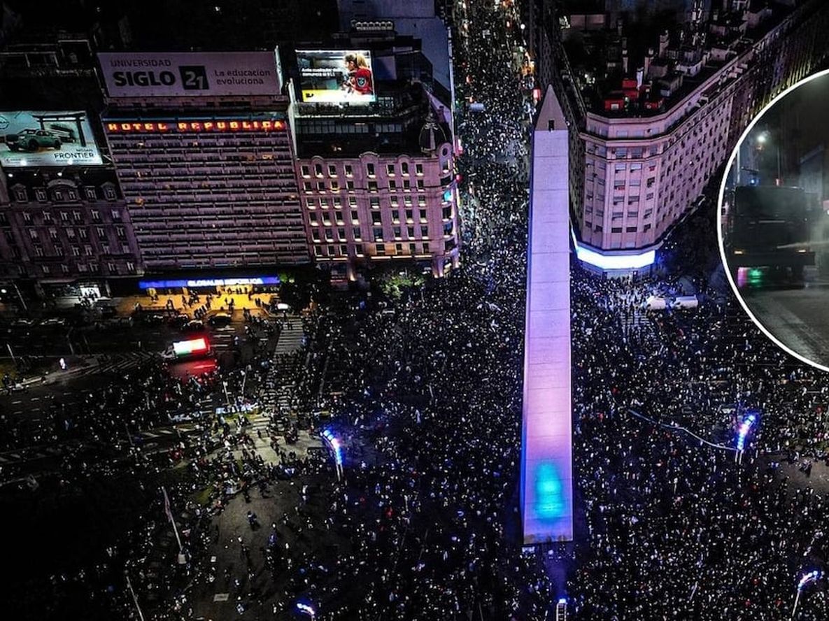 Incidentes en el Obelisco tras los festejos por el bicampeonato: seis detenidos y 13 policías heridos.