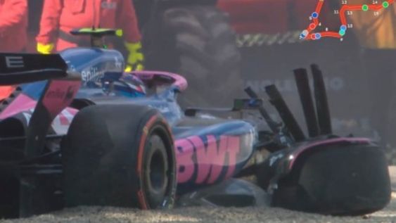 Franco Colapinto había girado a buen ritmo en la Q1, pero se despistó y destrozó su auto.