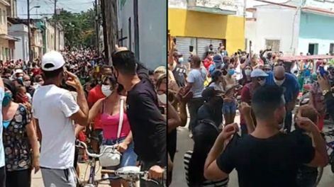 Los Andes | Masiva protestas en Cuba contra el régimen de los Castro. (Captura de video)