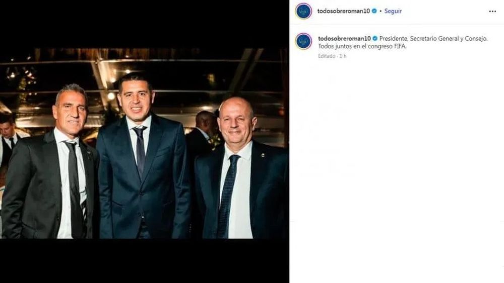 MUNDO BOCA. El posteo de Juan Rom&aacute;n Riquelme desde Paraguay junto a Cascini y Rosica.&nbsp;