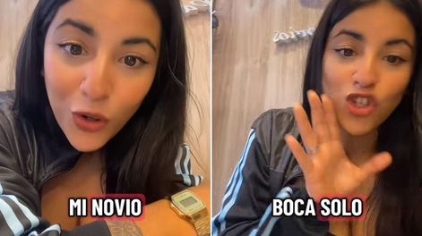 Imágenes del noticiero muestran como su novio está junto a otra mujer en la cancha.&nbsp;