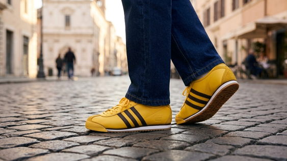 Las Adidas Italia amarillas destronan a las clásicas Adidas Samba verdes.&nbsp;