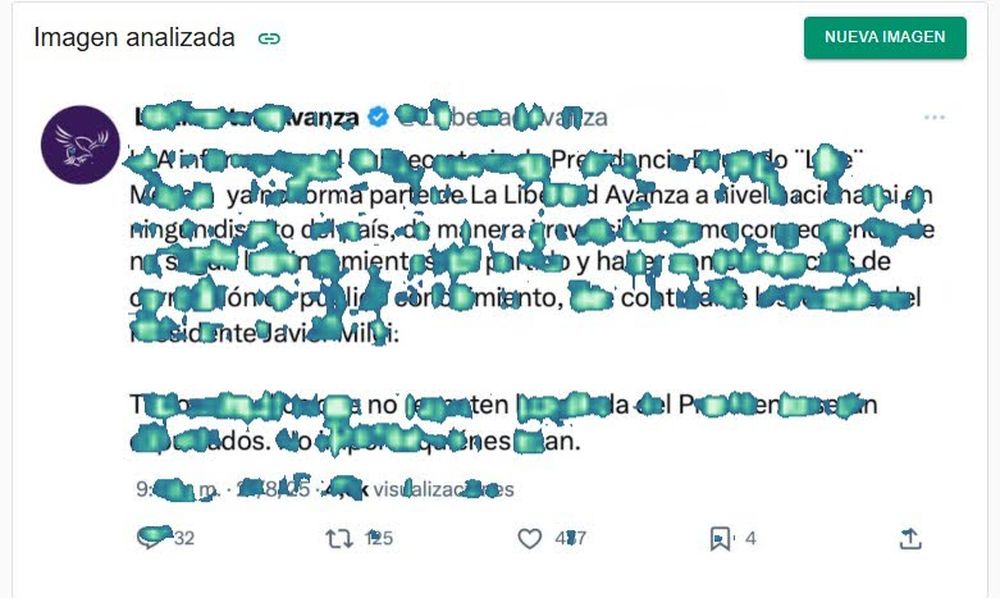 La herramienta Forensic de InVID-WeVerify arroja que el contenido fue editado, ya que presenta diversas marcas que indican sospechas de manipulación.