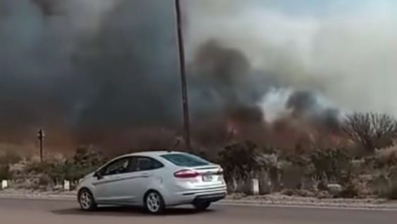 Volvió a avivarse el incendio forestal en Las Catitas (Gentileza Enzo González)