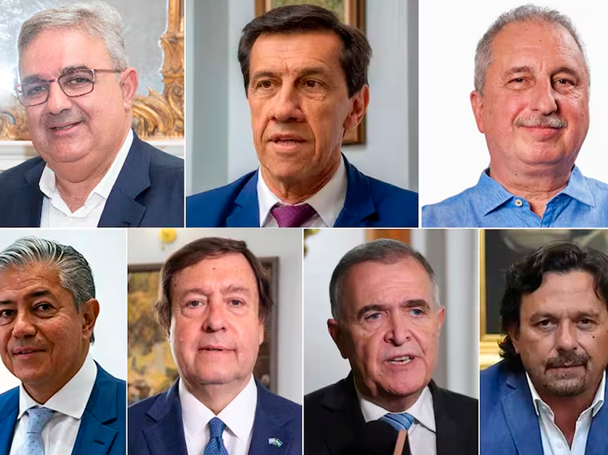 Los gobernadores Jalil, Sadir, Passalacqua, Figueroa, Weretilneck, Jaldo y Sáenz.