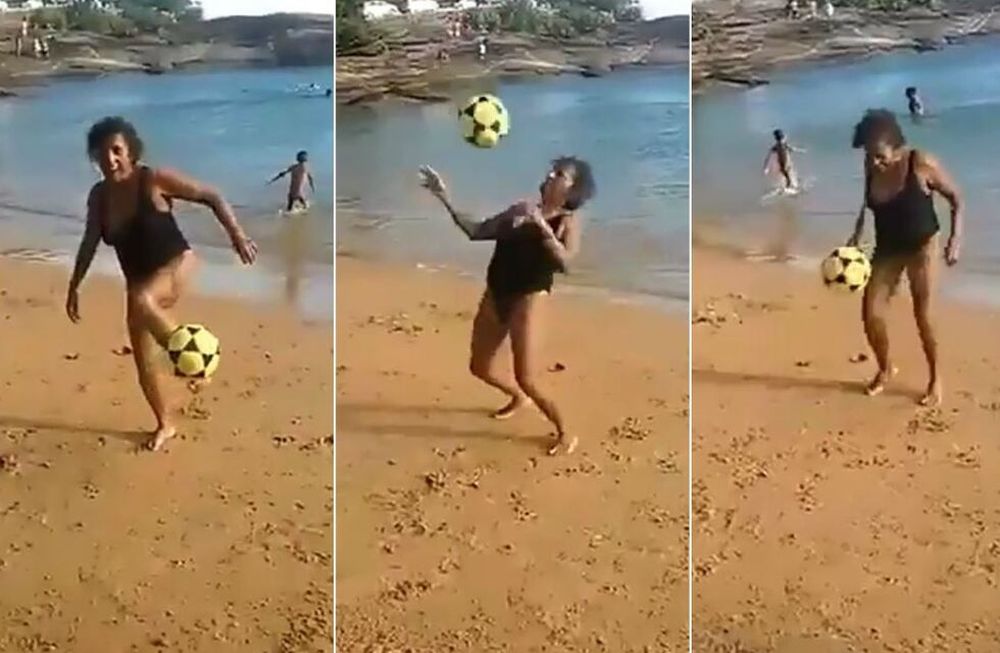 Furor por la abuelita brasilera que hace genialidades con una pelota