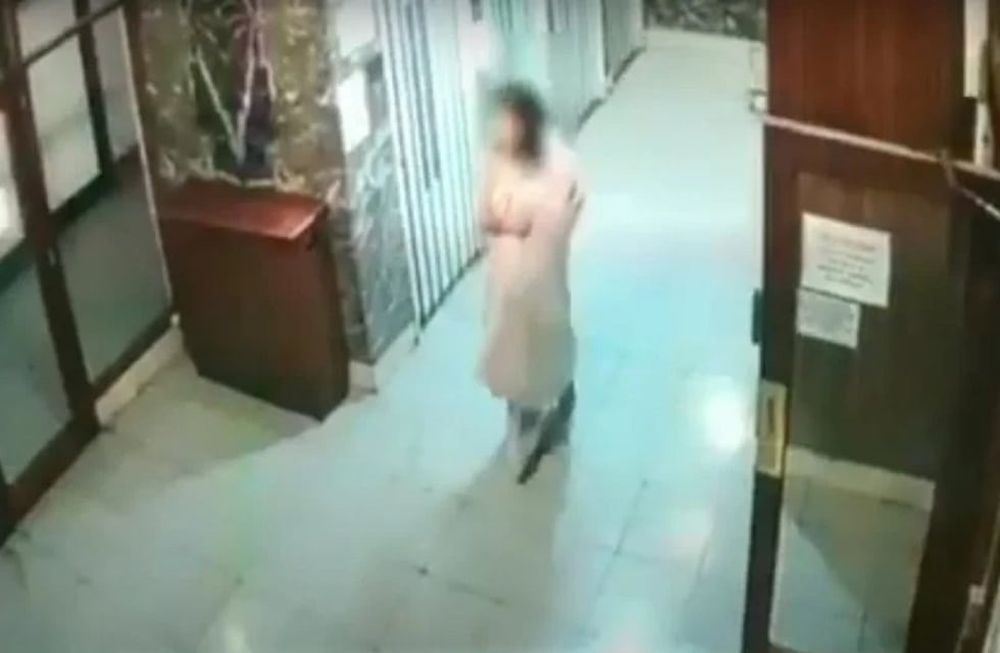 Las cámaras de seguridad de un edificio captaron cuando la chica salió en búsqueda de ayuda - Gentileza