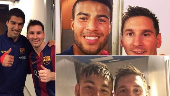 Orgullosos de ser sus compañeros, quisieron su foto con Messi