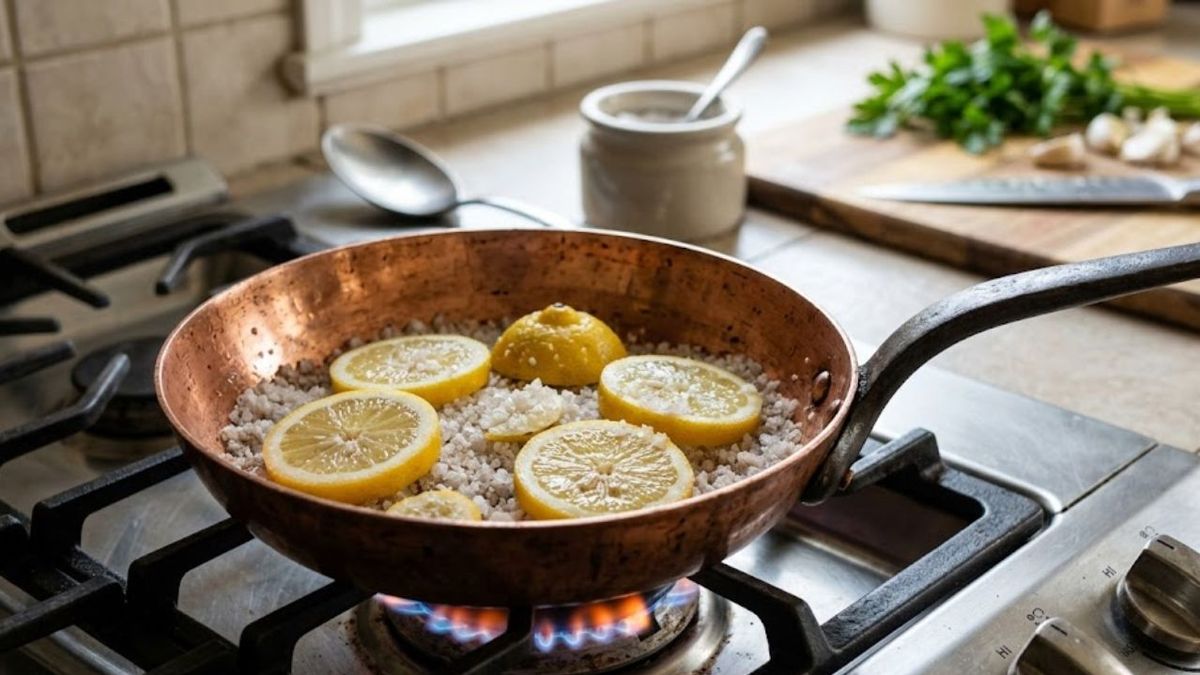 Por qué hay que mezclar sal y limón sobre una sartén de cobre: qué beneficios aporta y para qué sirve
