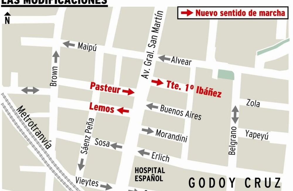 Cambian sentido de circulación a tres calles de Godoy Cruz