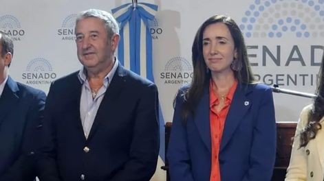 El diputado nacional Julio Cobos y la vicepresidenta Victoria Villarruel.&nbsp;