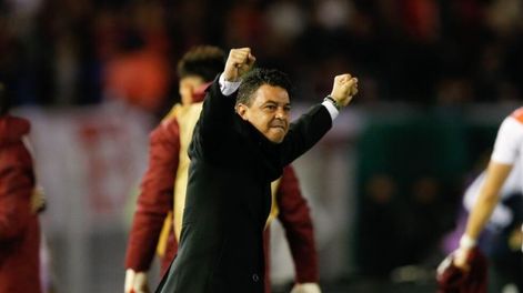 Marcelo Gallardo en una de sus celebraciones ante Boca en La Bombonera. /EFE - Juan Ignacio Roncoroni