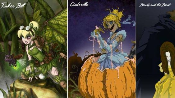 Halloween: las princesas de Disney se convirtieron en macabras