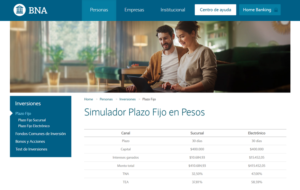 El Banco Naci&oacute;n ofrece mejores tasas para quienes constituyen el plazo fijo en forma digital.