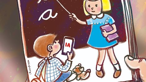 Educación e inteligencia artificial (ilustración de Chumbi)