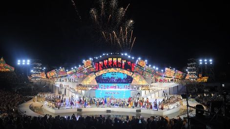 Los Andes | Espectáculo “Coronados de historia y futuro” durante el Acto Central de la Fiesta Nacional de la Vendimia 2024. Foto: Marcelo Rolland / Los Andes