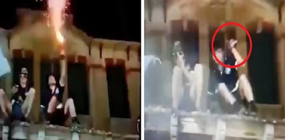 UPD: festejaba con un mortero, le explotó en la mano y se la tuvieron que amputar. Foto: captura video.