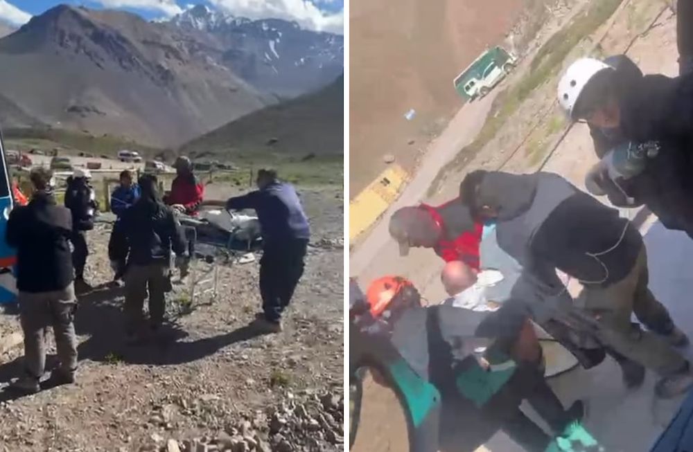 Un andinista italiano fue evacuado en helicóptero del campamento Nido de Cóndores tras descomponerse.