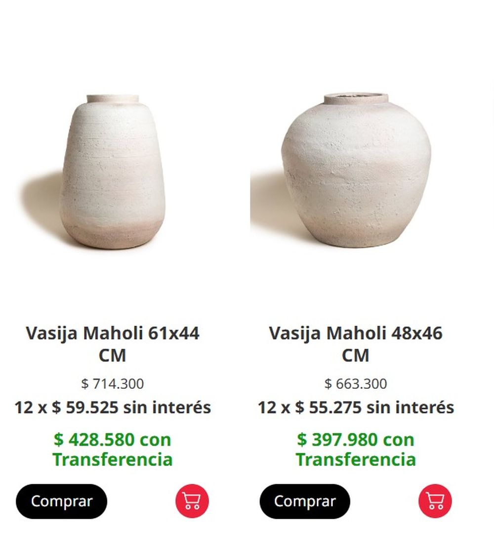 Precios de la línea de decoración de Pampita.
