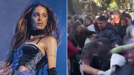 Enfrentamientos en el show gratuito de Tini Stoessel.