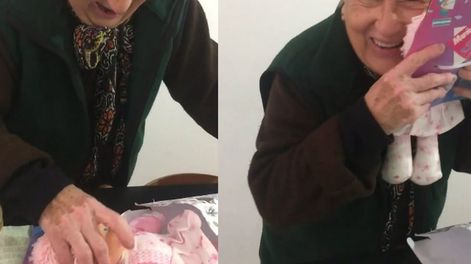 La joven Eli Quiroga decidió sorprender a su abuela con una muñeca por el día de su cumpleaños. Foto: Web