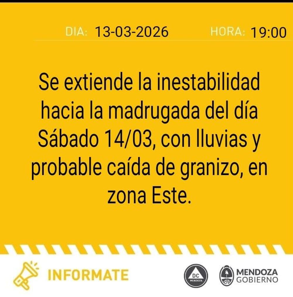 Alerta amarilla por tormentas en el Este provincial