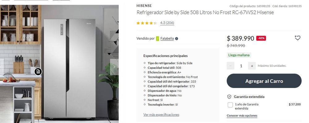 Precio de heladera en Falabella Chile Precio de heladera en Falabella Chile