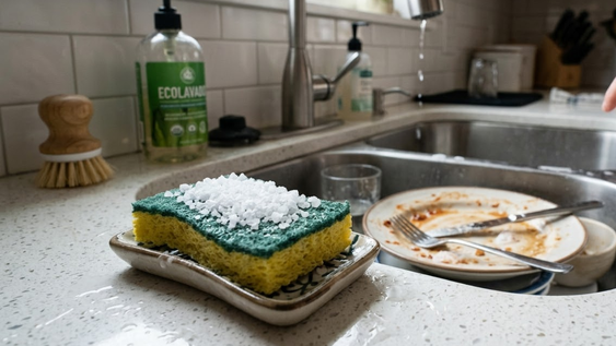 cada vez mas personas ponen sal en la esponja de la cocina por este inesperado motivo