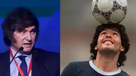 Javier Milei y Diego Maradona