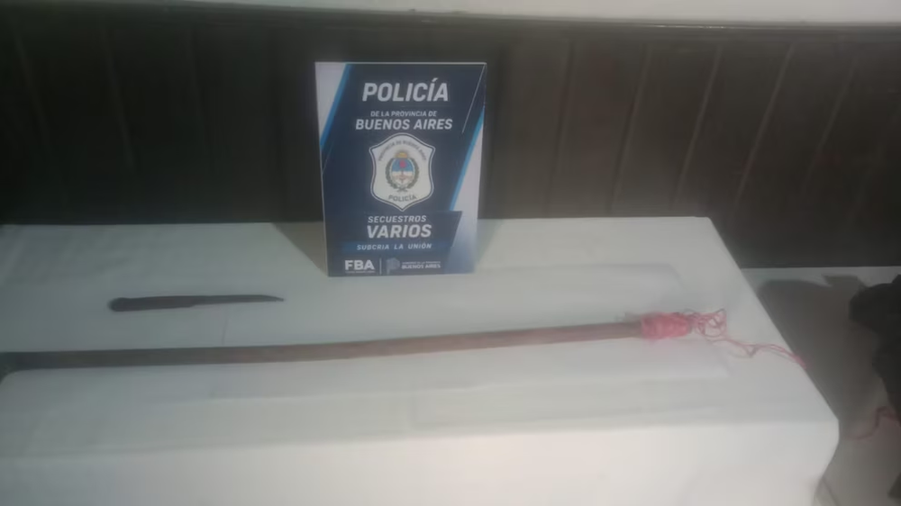 Violento crimen en La Plata: las armas blancas secuestradas por personal policial.
